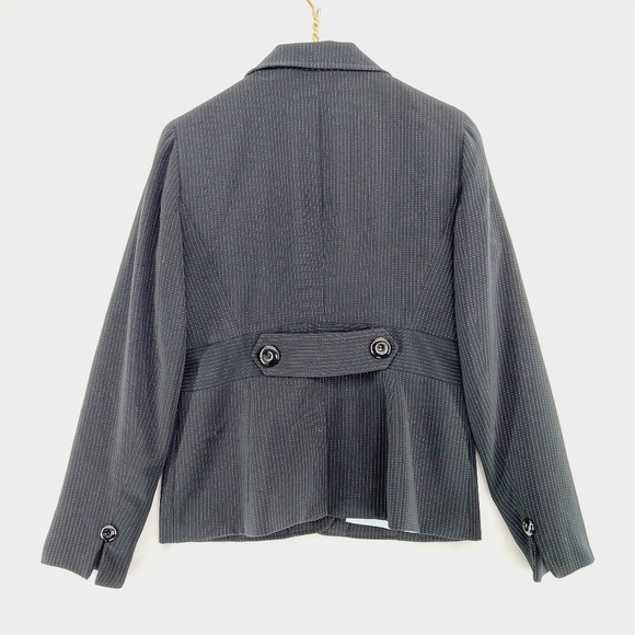 Larry Levine Pin Striped One button Zipped Pockets Suit Petite Blazer P6764 - Picture 4 of 7